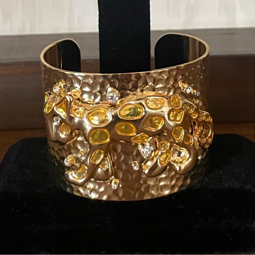 Lilly Pulitzer Hammered Gold-Tone Elegant Gold Cuff Bracelet.